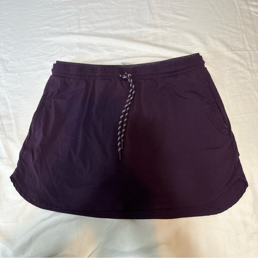 Purple Skort with Curved Hem and Drawstring Waist